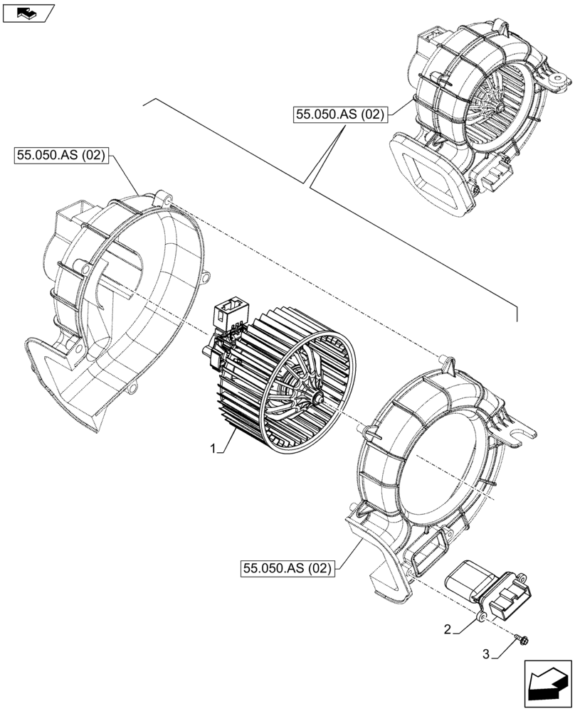 Схема запчастей Case IH FARMALL 105U - (55.050.AR[01]) - VAR - 744716 - HEATING SYSTEM, BLOWER, MOTOR (55) - ELECTRICAL SYSTEMS