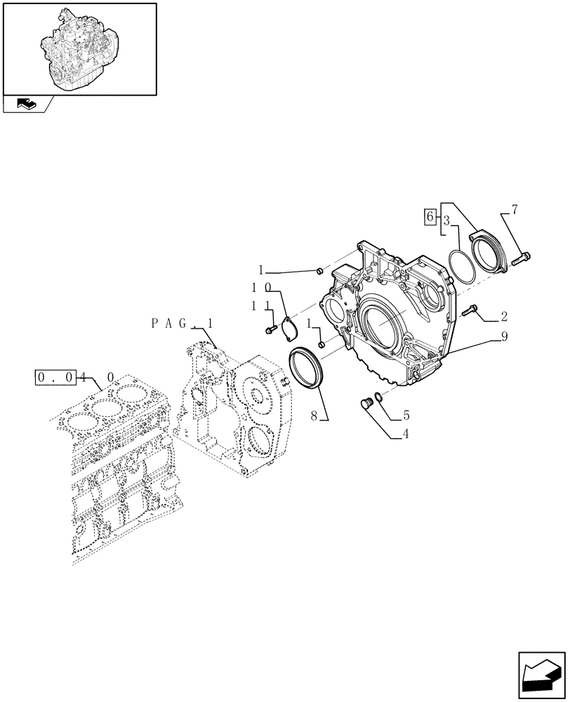 Схема запчастей Case IH F4GE9484K J601 - (0.04.3[03]) - CRANKCASE COVERS (504153446) 