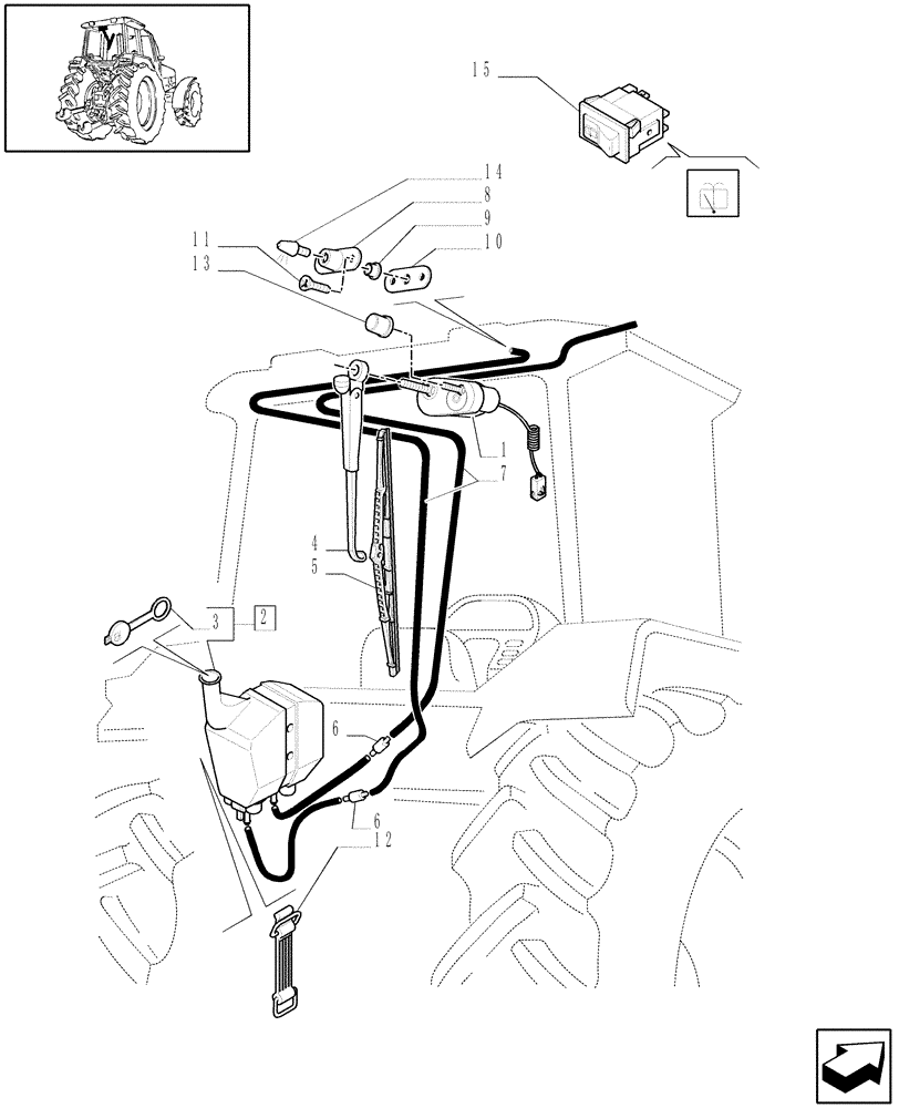 Схема запчастей Case IH JX1085C - (710642010) - (DIA KIT) REAR WINDSHIELD WIPER (18) - VARIATIONS