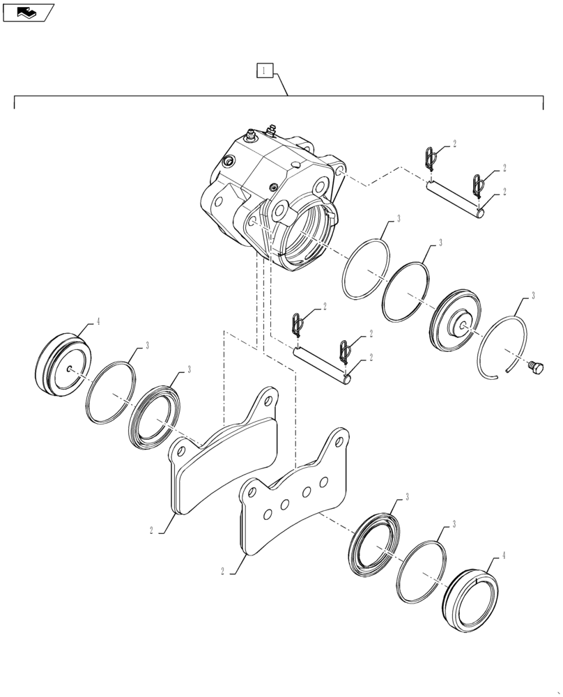 Схема запчастей Case IH TITAN 3540 - (33.202.AF[01]) - FRONT BRAKE CALIPER (33) - BRAKES & CONTROLS