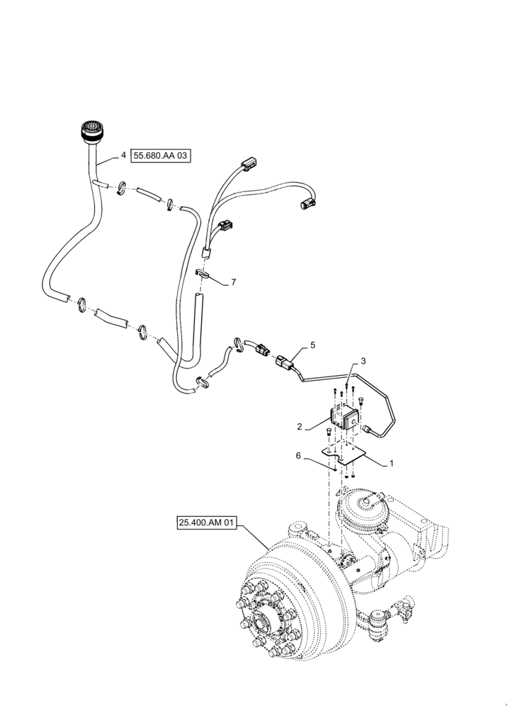 Схема запчастей Case IH TITAN 4540 - (55.680.AA[02]) - AUTOGUIDANCE, FRAME COMPONENTS (55) - ELECTRICAL SYSTEMS