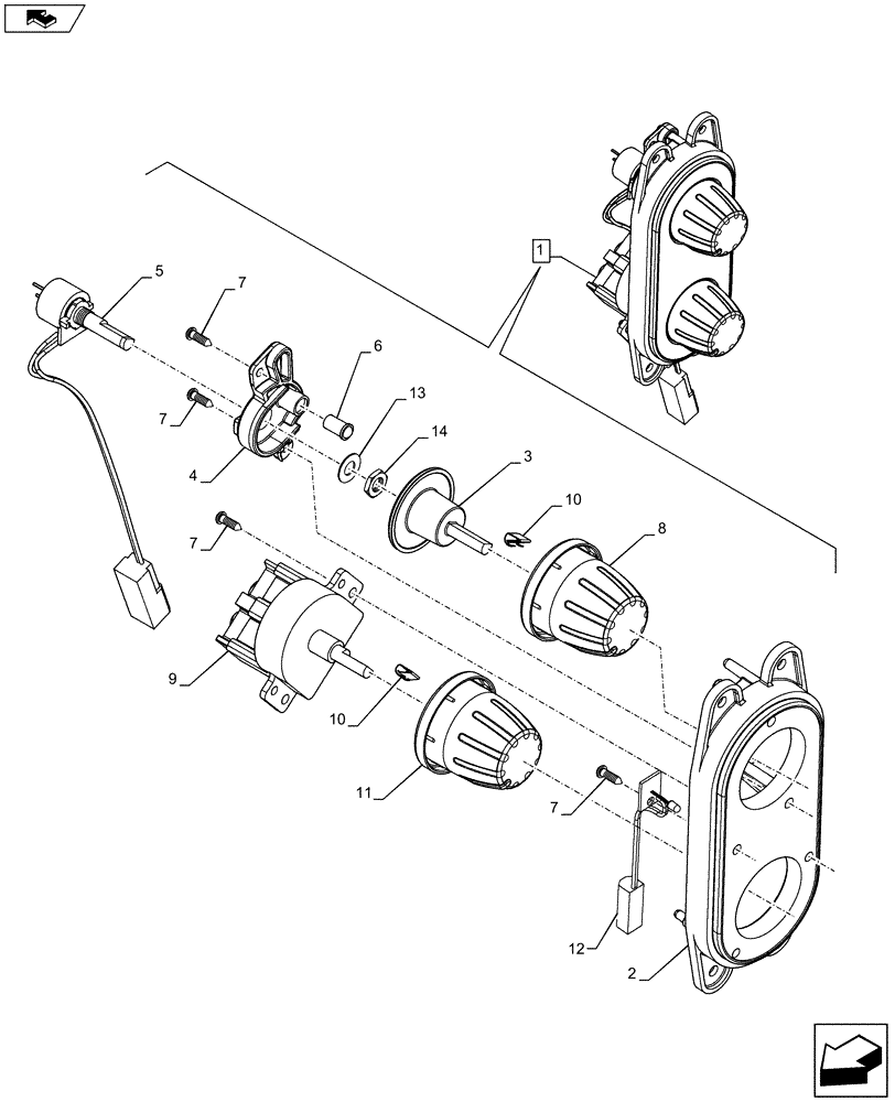 Схема запчастей Case IH FARMALL 115U - (55.051.AA[01]) - VAR - 744716 - AIR CONDITIONING, CONTROL DEVICE, COMPONENTS (55) - ELECTRICAL SYSTEMS