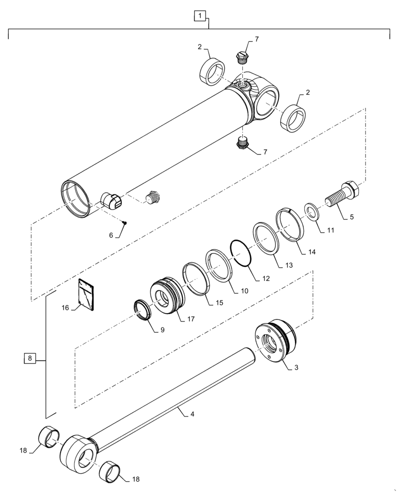 Схема запчастей Case IH SR220 - (35.723.AA) - BUCKET CYLINDER (35) - HYDRAULIC SYSTEMS