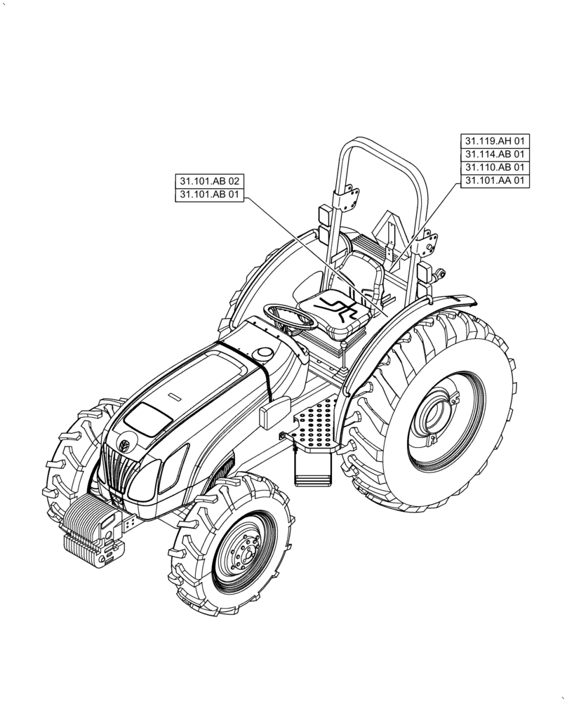 Схема запчастей Case IH FARMALL 50A - (00.000.31[01]) - PICTORIAL INDEX - IMPLEMENT POWER TAKE-OFF (00) - GENERAL & PICTORIAL INDEX