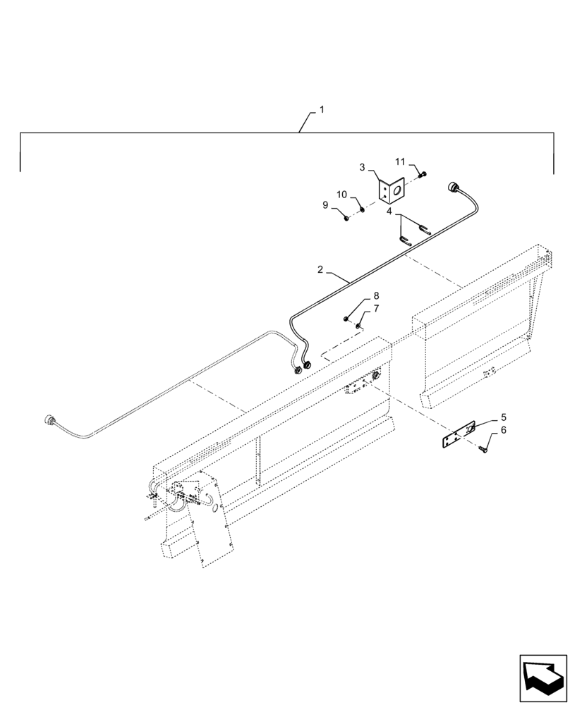 Схема запчастей Case IH 2060-20 - (88.100.58[03]) - VERTICAL KNIFE, HEADER WIRING RH FI (88) - ACCESSORIES