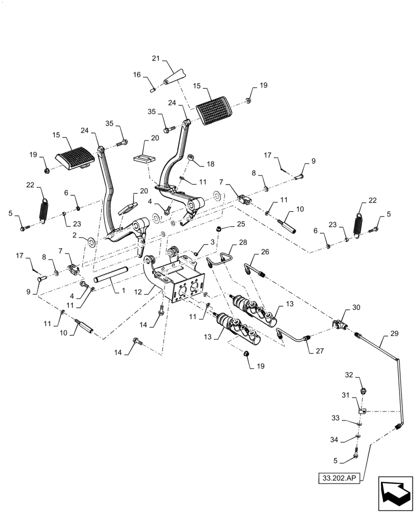 Схема запчастей Case IH 9230 - (33.202.BN) - BRAKE, PEDAL (33) - BRAKES & CONTROLS
