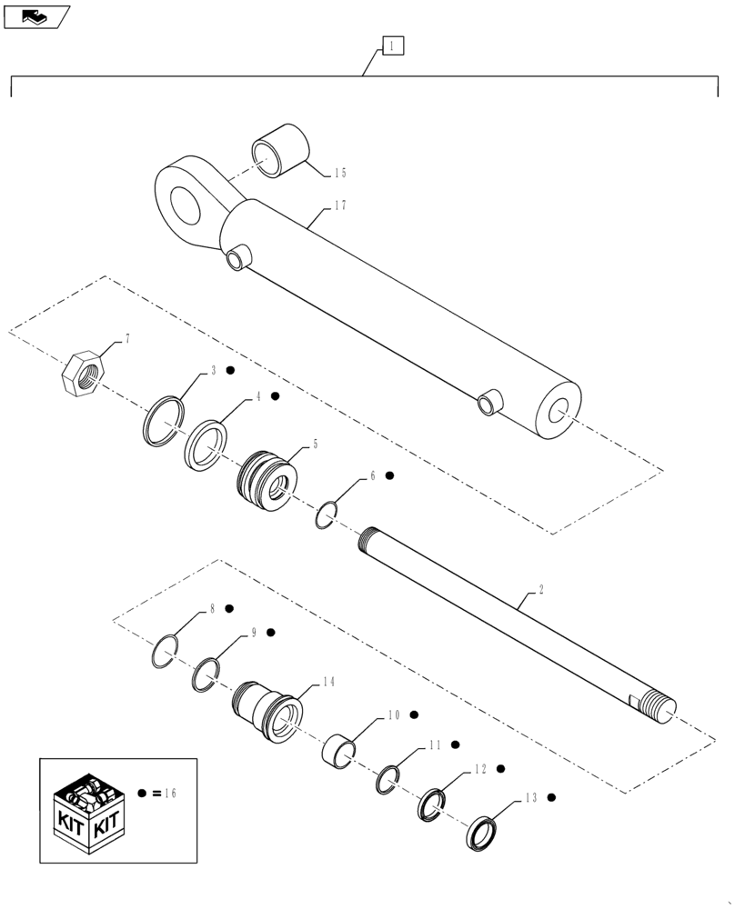 Схема запчастей Case IH TITAN 4540 - (41.216.AV [01]) - STEERING CYLINDER, 4040, 4540 (41) - STEERING