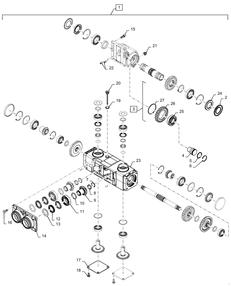 Схема запчастей Case IH 4416-30 - (58.414.AA[02]) - GEARBOX, ASSY, CORNHEAD ROW UNIT, NON-CHOPPING (58) - ATTACHMENTS/HEADERS