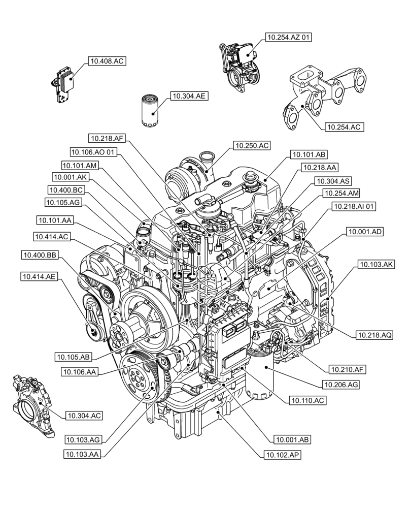 Схема запчастей Case IH F4DFE4132 B006 - (10.000.00) - SECTION INDEX - ENGINE (10) - ENGINE