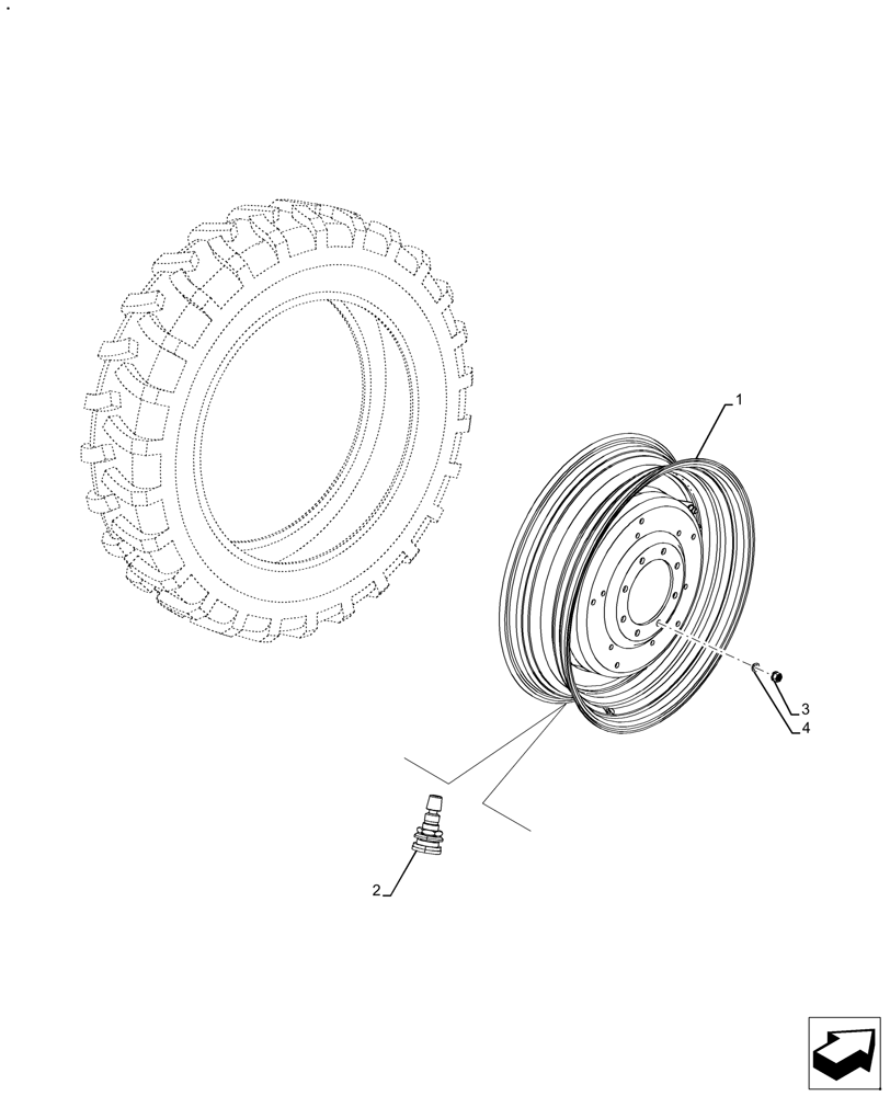 Схема запчастей Case IH FARMALL 120A - (44.511.AE[20]) - VAR - 824862 - FRONT, WHEEL (W8X34) (44) - WHEELS