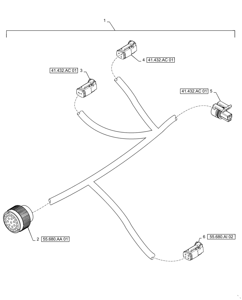 Схема запчастей Case IH TITAN 4540 - (55.680.AA[03]) - AUTOGUIDANCE FRAME HARNESS (55) - ELECTRICAL SYSTEMS