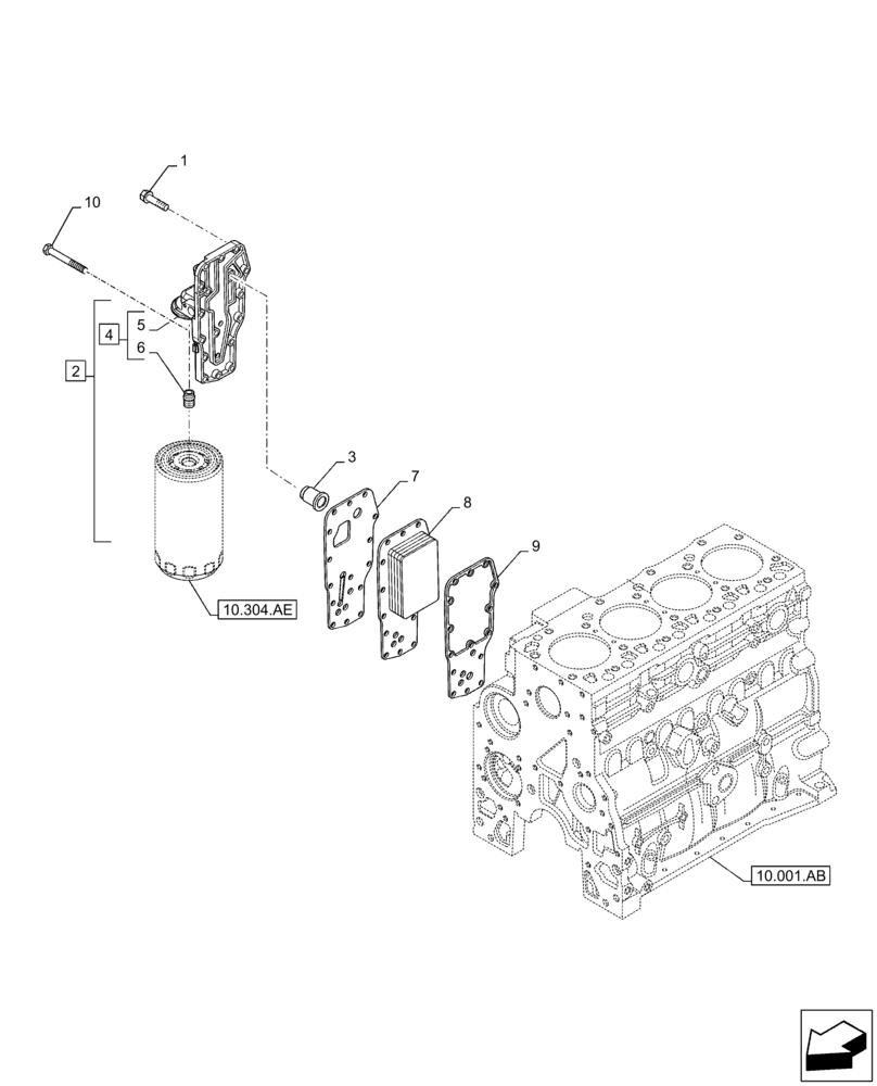 Схема запчастей Case IH F4DFE4132 B006 - (10.408.AC) - HEAT EXCHANGER (10) - ENGINE