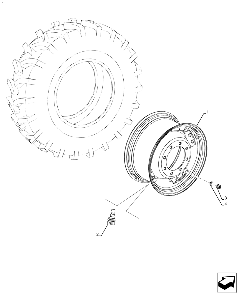 Схема запчастей Case IH FARMALL 120A - (44.511.AE[06]) - VAR - 8240301, 8240304, 8230608 - FRONT, WHEEL (W12X24) (44) - WHEELS