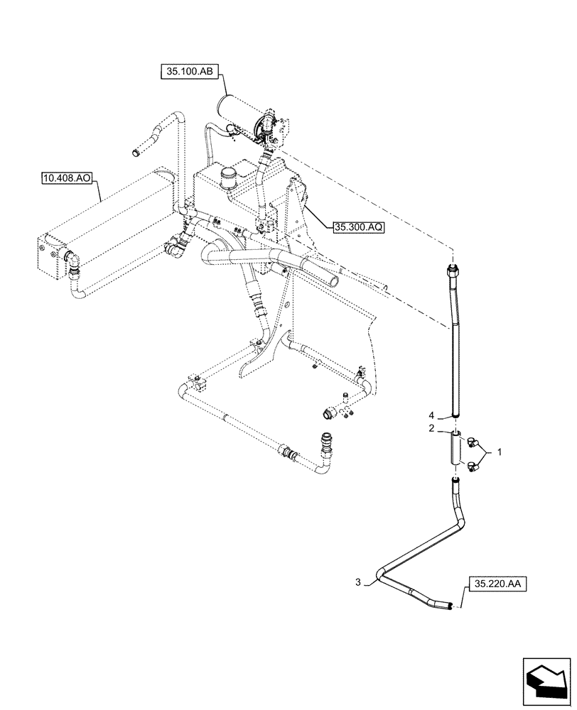 Схема запчастей Case IH TV380 - (35.100.BG) - HYDRAULIC SUPPLY LINES (35) - HYDRAULIC SYSTEMS
