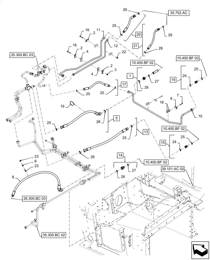 Схема запчастей Case IH 9240 - (35.300.BC[04]) - HYDRAULIC SYSTEM, ENGINE16L (35) - HYDRAULIC SYSTEMS