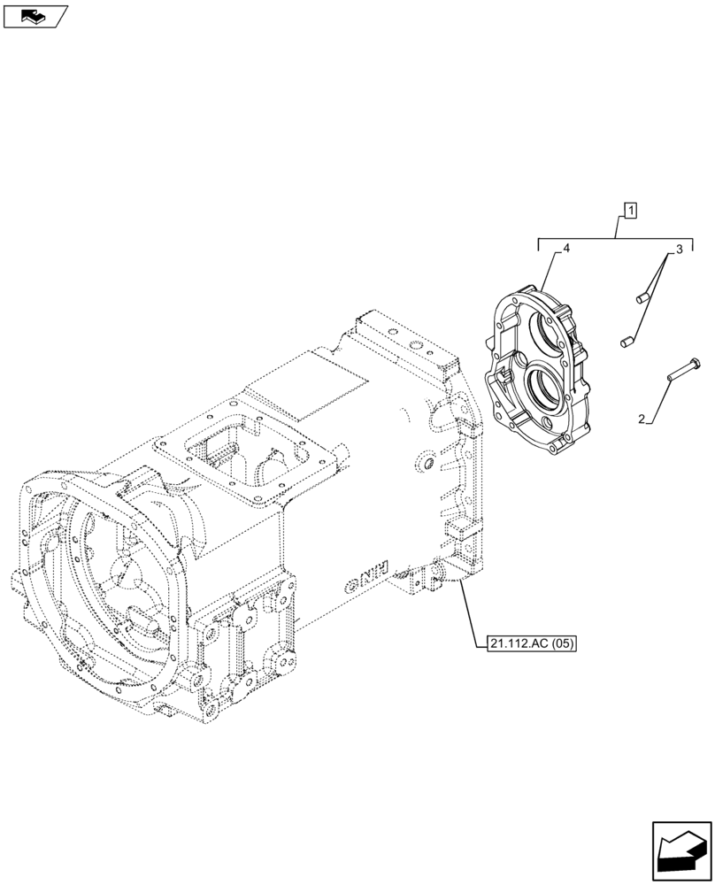 Схема запчастей Case IH FARMALL 115U - (21.112.AC[06]) - VAR - 334115, 334117 - TRANSMISSION HOUSING, COVERS (16X16) (21) - TRANSMISSION