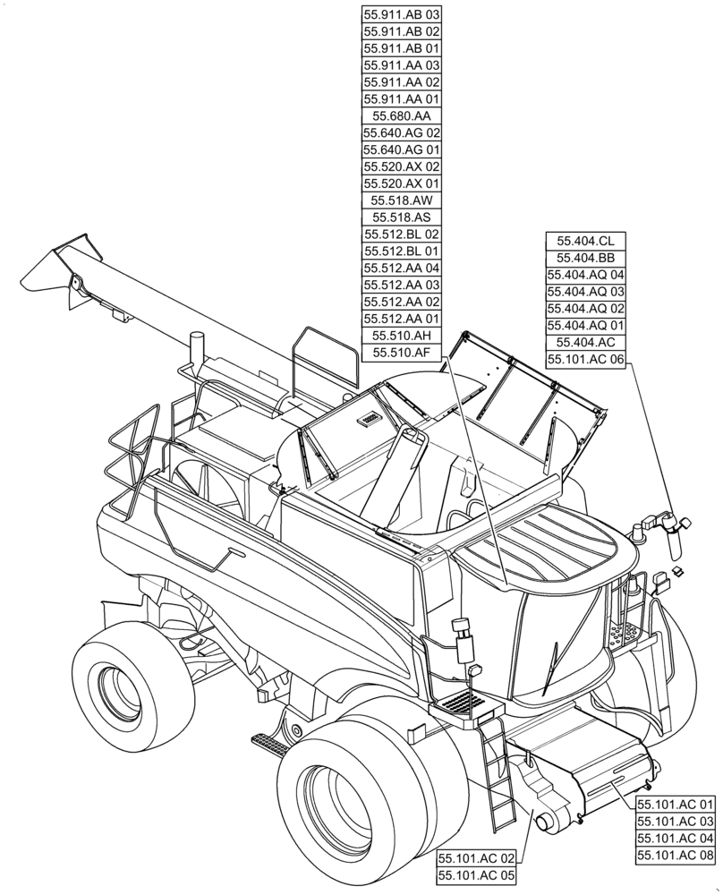 Схема запчастей Case IH 6140 - (00.000.55[01]) - PICTORIAL INDEX - ELECTRICAL SYSTEMS (00) - GENERAL & PICTORIAL INDEX