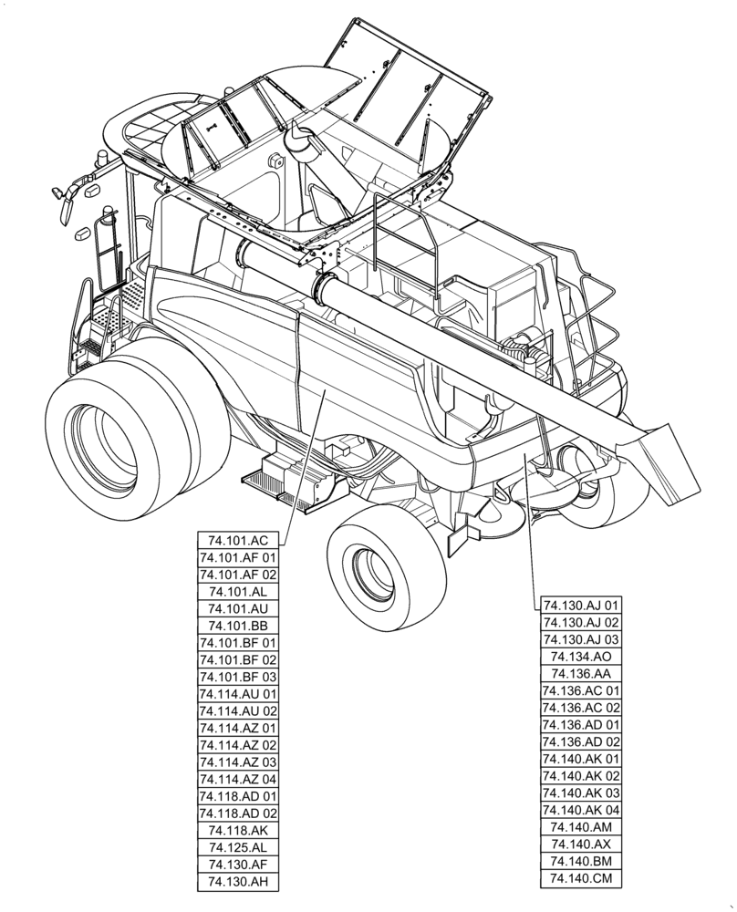 Схема запчастей Case IH 6140 - (00.000.74) - PICTORIAL INDEX - CLEANING (00) - GENERAL & PICTORIAL INDEX
