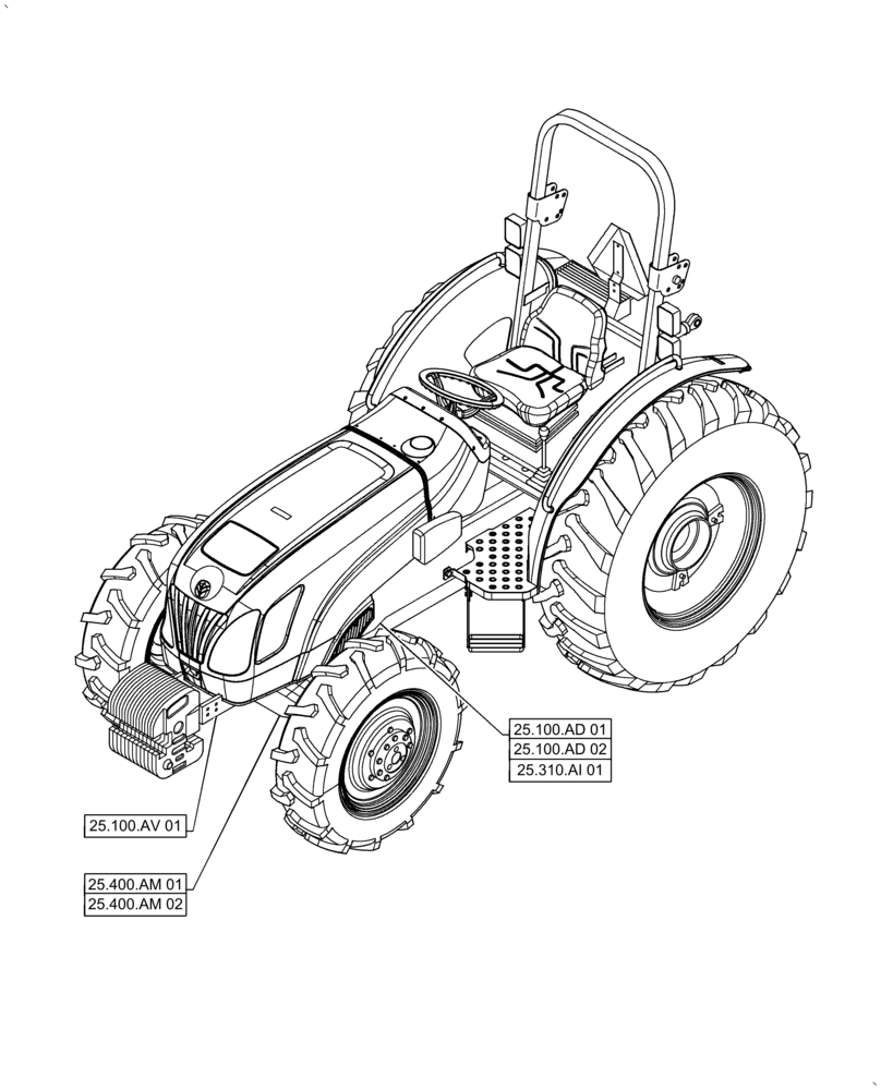 Схема запчастей Case IH FARMALL 50A - (25.000.00[01]) - SECTION INDEX - FRONT AXLE SYSTEM, 2WD (25) - FRONT AXLE SYSTEM