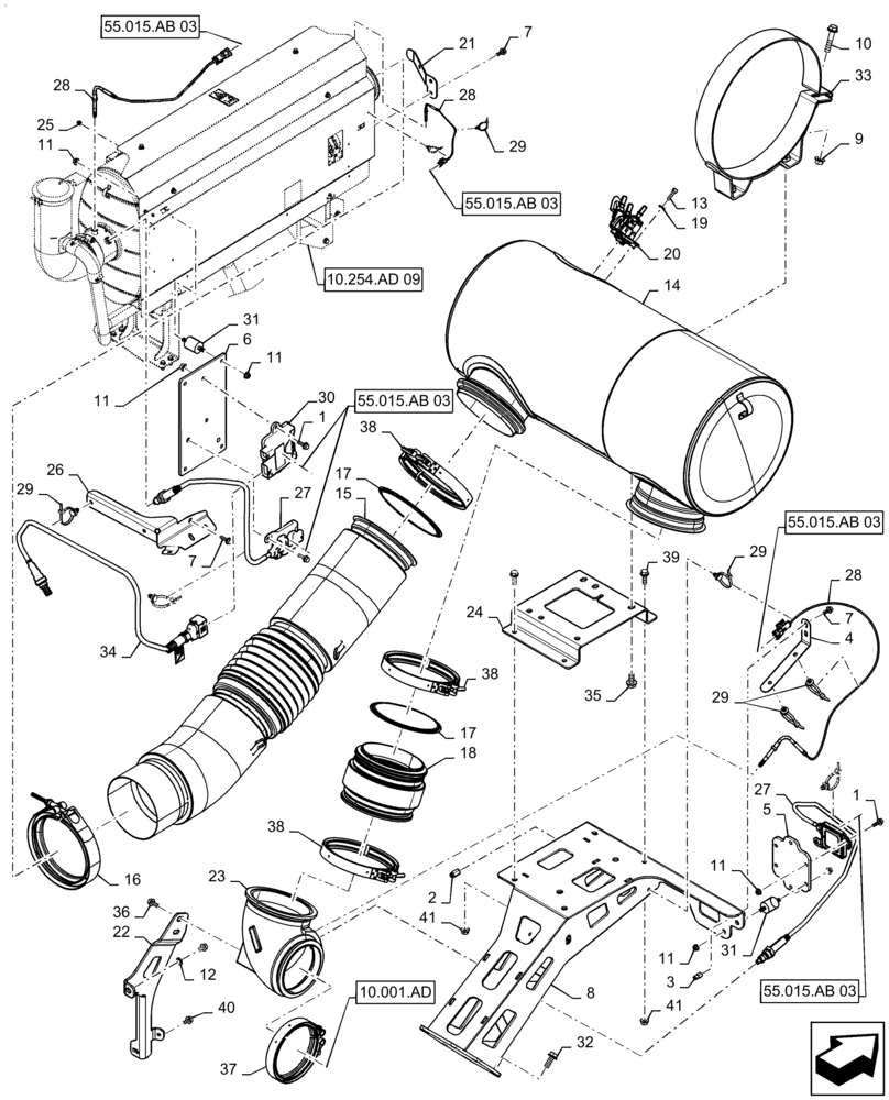 Схема запчастей Case IH 9240 - (10.254.AD [08]) - EXHAUST SYSTEM (10) - ENGINE