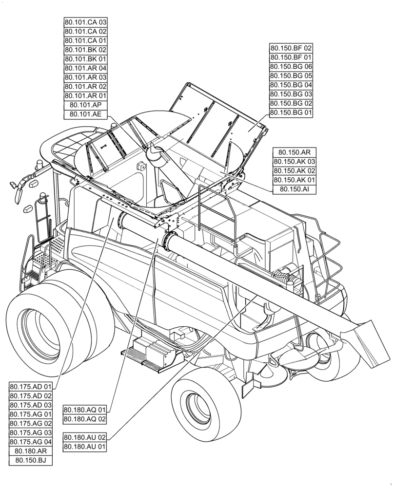 Схема запчастей Case IH 6140 - (00.000.80) - PICTORIAL INDEX - CROP STORAGE/UNLOADING (00) - GENERAL & PICTORIAL INDEX