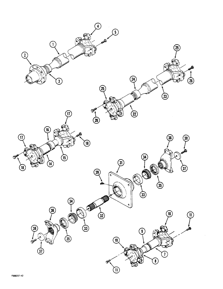 Схема запчастей Case IH STEIGER - (6-54) - DRIVESHAFT ASSEMBLIES (06) - POWER TRAIN