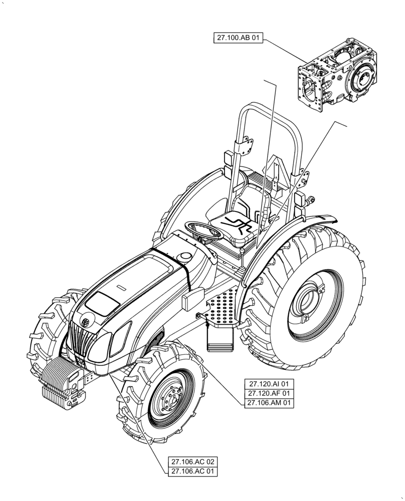 Схема запчастей Case IH FARMALL 50A - (27.000.00[01]) - SECTION INDEX - REAR AXLE SYSTEM, 4WD (27) - REAR AXLE SYSTEM