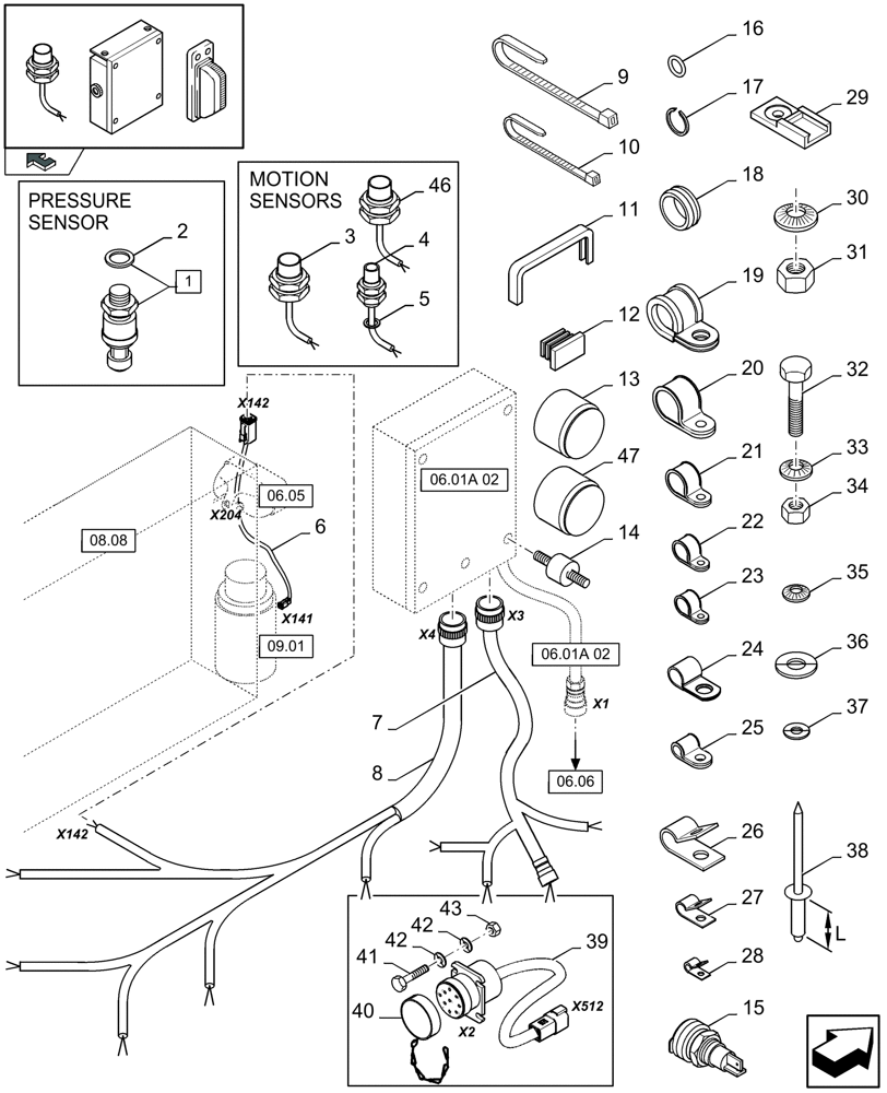 Схема запчастей Case IH LBX432R - (06.01[02]) - ELECTRIC WIRING - D480 (06) - ELECTRICAL SYSTEMS