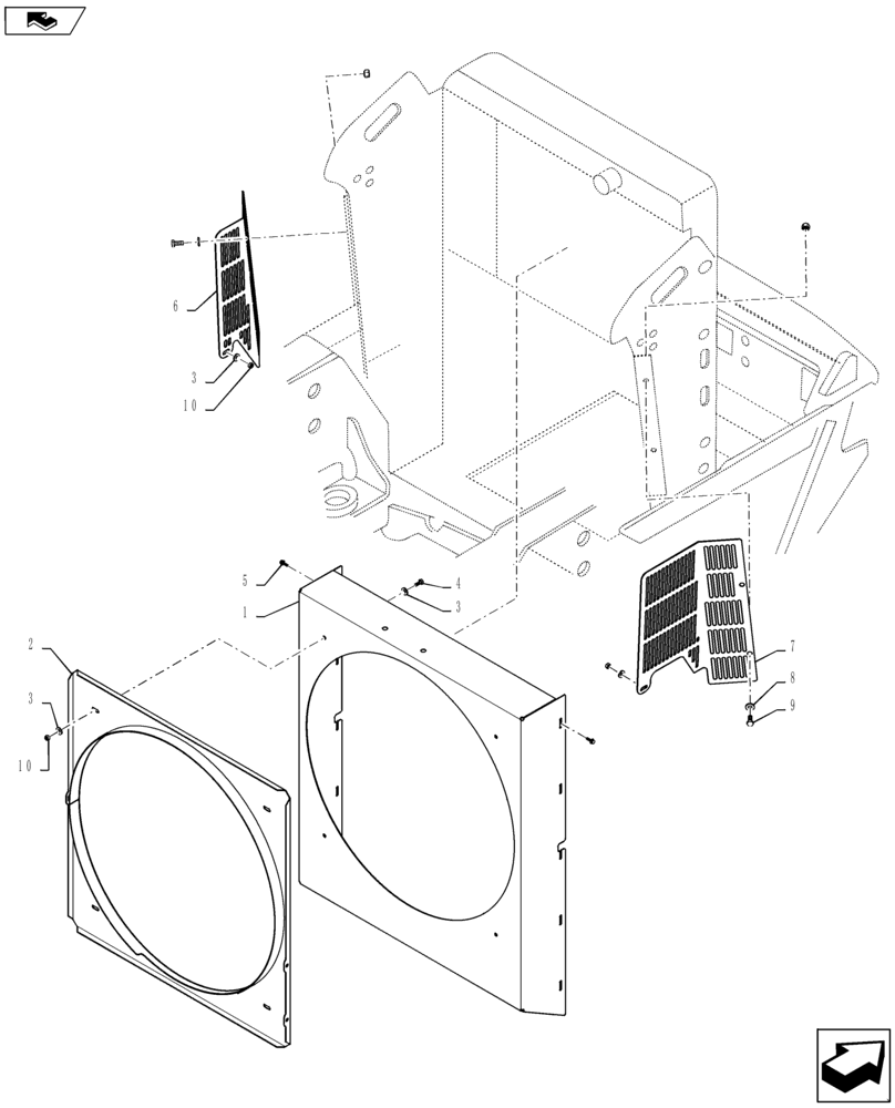 Схема запчастей Case IH TITAN 4540 - (10.400.BF[02]) - RADIATOR FAN SHROUD (10) - ENGINE