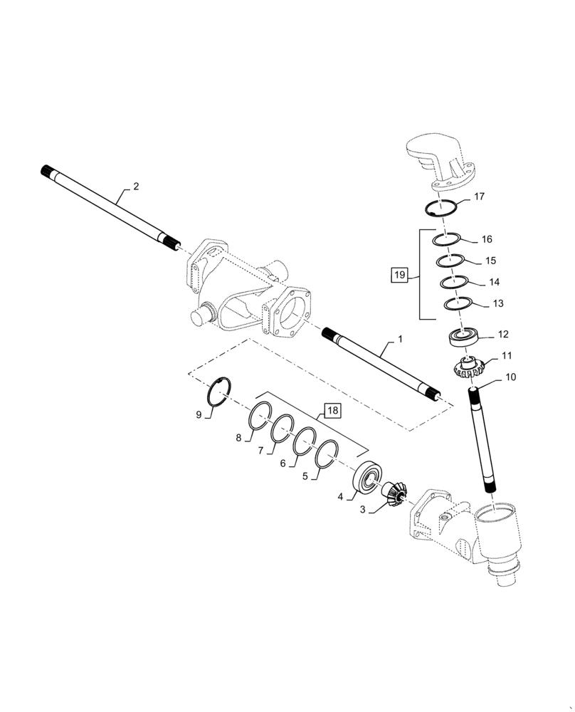 Схема запчастей Case IH FARMALL 45B CVT - (25.106.AC[02]) - BEVEL GEAR, SHAFT - ASN ZDMB12180 (25) - FRONT AXLE SYSTEM