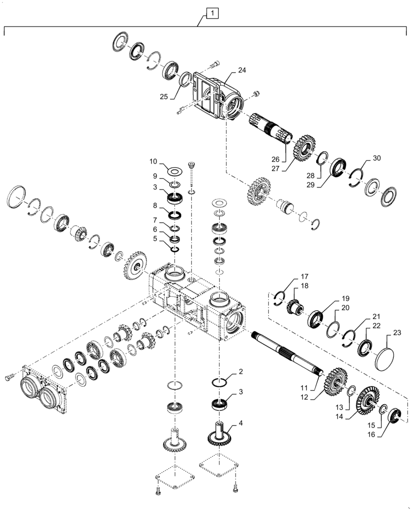 Схема запчастей Case IH 4416-30 - (58.414.AA[01]) - GEARBOX, ASSY, CORNHEAD ROW UNIT, NON-CHOPPING (58) - ATTACHMENTS/HEADERS