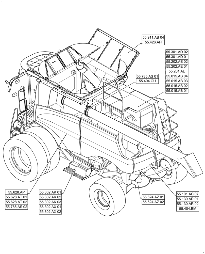 Схема запчастей Case IH 6140 - (00.000.55[02]) - PICTORIAL INDEX - ELECTRICAL SYSTEMS (00) - GENERAL & PICTORIAL INDEX