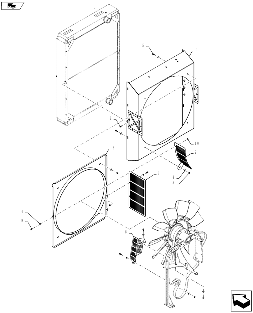 Схема запчастей Case IH TITAN 4040 - (10.400.BF[02]) - RADIATOR FAN SHROUD (10) - ENGINE