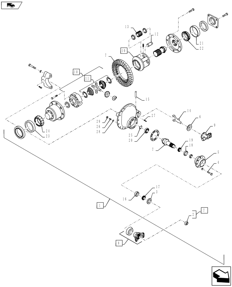 Схема запчастей Case IH TITAN 4040 - (27.120.AF[01]) - REAR AXLE CARRIER (27) - REAR AXLE SYSTEM