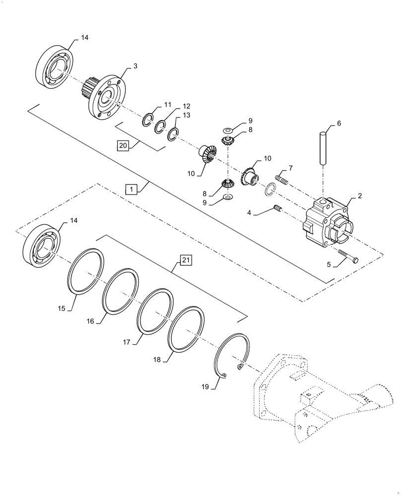 Схема запчастей Case IH FARMALL 50B - (25.102.AD[01]) - FRONT, DIFFERENTIAL ASSY - ASN ZDMB12180 (25) - FRONT AXLE SYSTEM