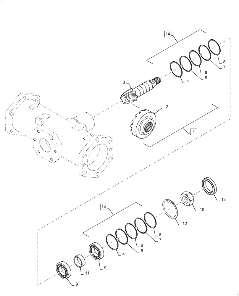 Схема запчастей Case IH FARMALL 40B CVT - (25.102.AB[01]) - BEVEL PINION, SHAFT - ASN ZDMB12180 (25) - FRONT AXLE SYSTEM