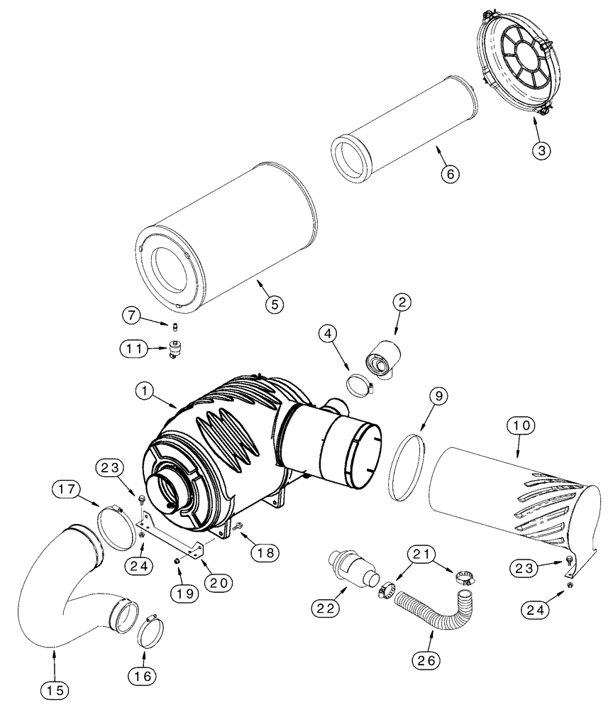 Схема запчастей Case IH 2388 - (02-17) - AIR CLEANER - AIR INDUCTION SYSTEM - BSN JJC0267149 (01) - ENGINE