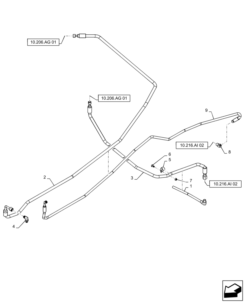 Схема запчастей Case IH TITAN 4040 - (10.216.BA[01]) - FUEL LINES (10) - ENGINE