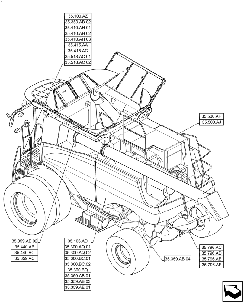 Схема запчастей Case IH 6140 - (00.000.35) - PICTORIAL INDEX - HYDRAULIC SYSTEMS (00) - GENERAL & PICTORIAL INDEX
