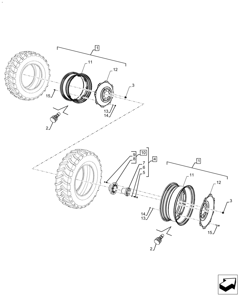 Схема запчастей Case IH FARMALL 120A - (44.520.AB[17]) - VAR - 848080 - REAR, WHEEL (DW16X38) (44) - WHEELS