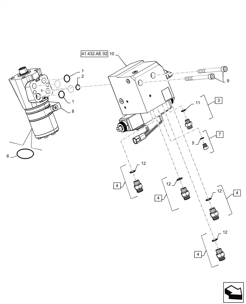 Схема запчастей Case IH MAGNUM 340 - (41.432.AE[03]) - STEERING VALVE, AUTOGUIDANCE, HIGH FLOW (41) - STEERING