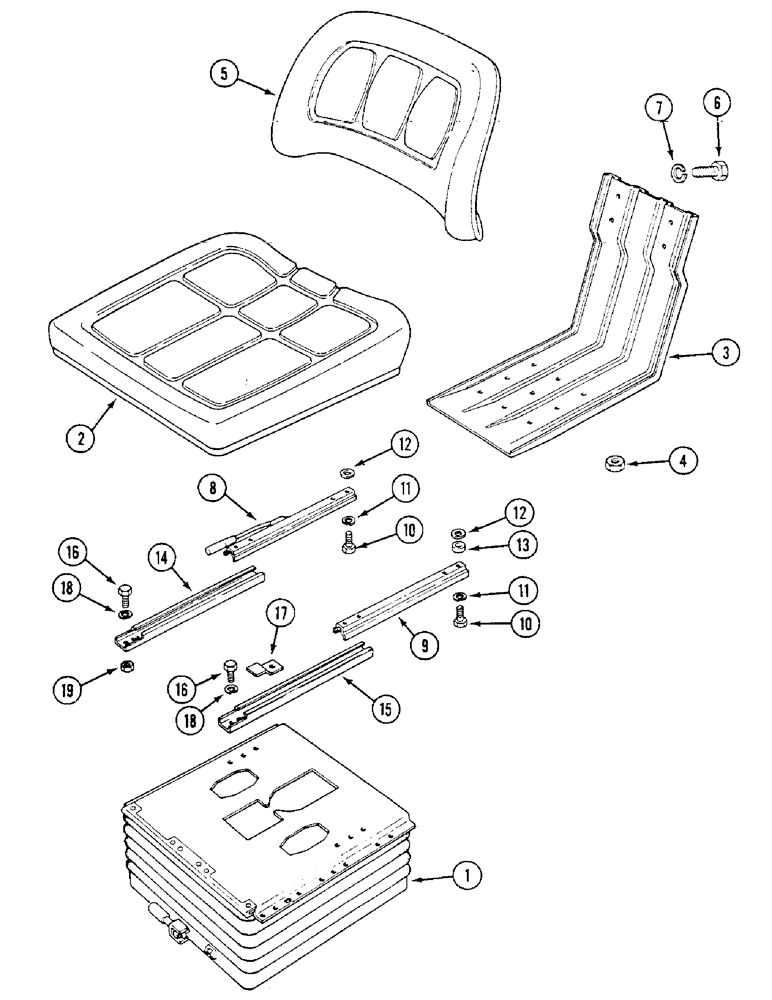 Схема запчастей Case IH 1294 - (9-320) - SEAT ASSEMBLY K307642, TRACTORS WITH CAB (09) - CHASSIS/ATTACHMENTS