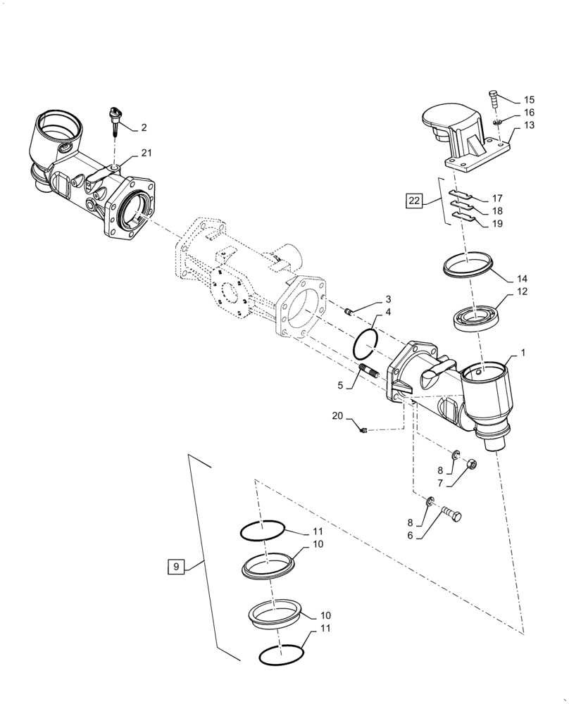 Схема запчастей Case IH FARMALL 45B CVT - (25.106.AC[01]) - BEVEL GEAR, HOUSING & COVERS -ASN ZDMB12180 (25) - FRONT AXLE SYSTEM