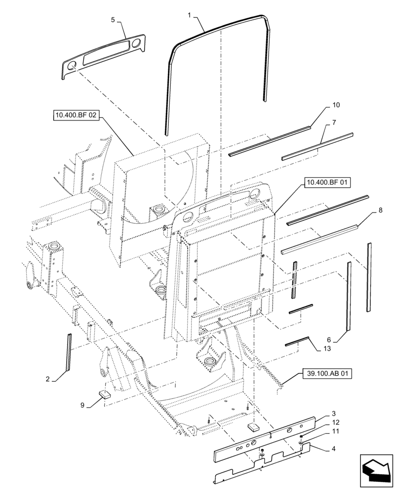 Схема запчастей Case IH TITAN 4540 - (10.400.BF[03]) - RADIATOR, BAFFLING (10) - ENGINE