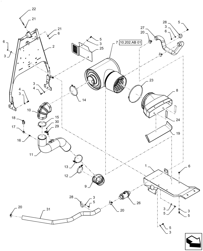 Схема запчастей Case IH TITAN 4540 - (10.202.BD[01]) - AIR CLEANER & INTAKE PARTS AND MOUNTING (10) - ENGINE