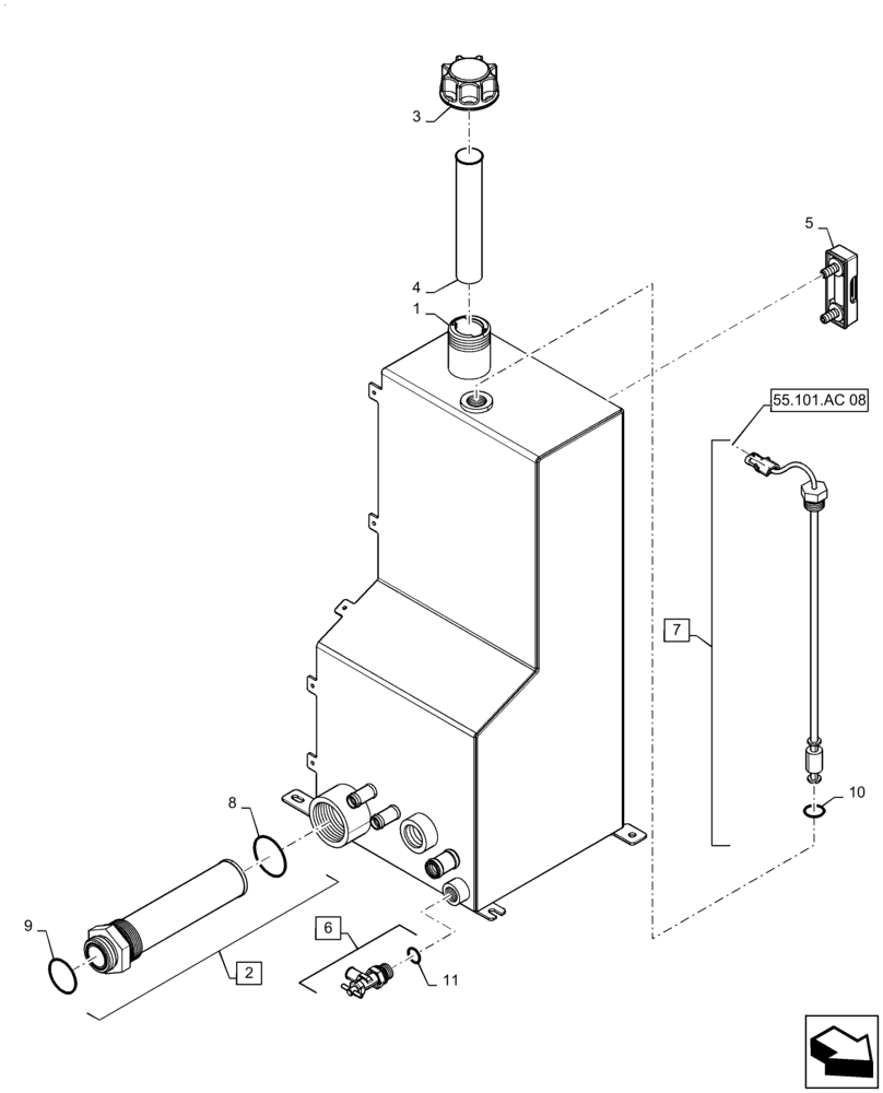 Схема запчастей Case IH 8240 - (35.300.AQ) - HYDRAULIC OIL RESERVOIR (35) - HYDRAULIC SYSTEMS