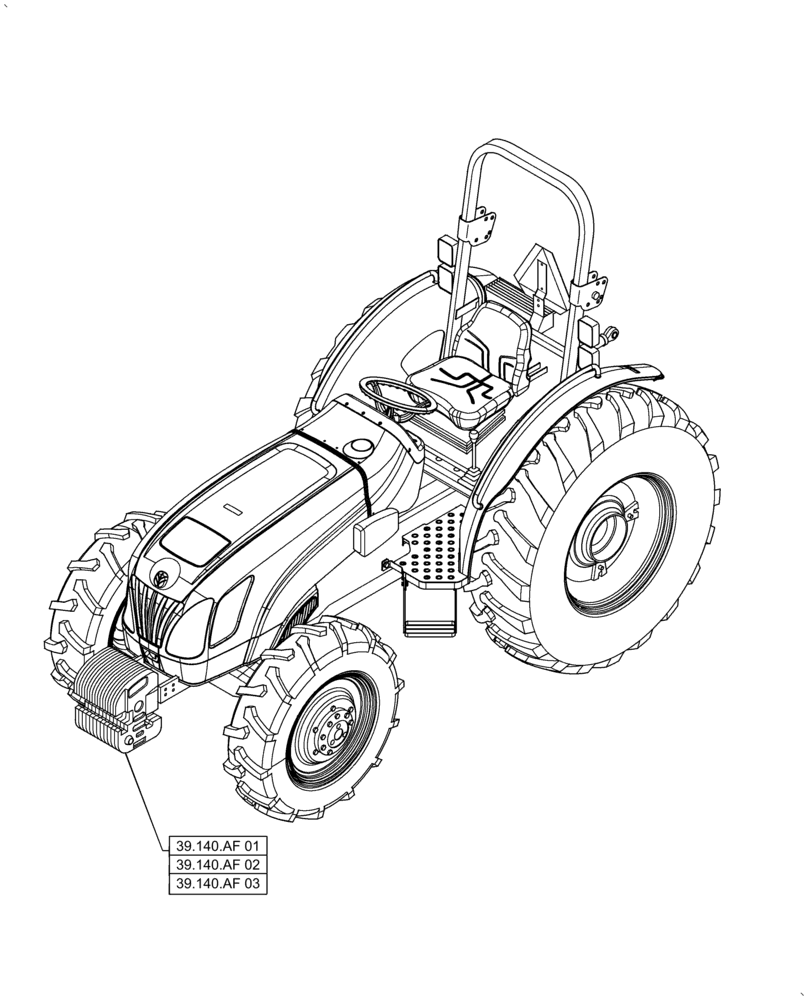 Схема запчастей Case IH FARMALL 50A - (00.000.39[01]) - PICTORIAL INDEX - FRAMES AND BALLASTING (00) - GENERAL & PICTORIAL INDEX