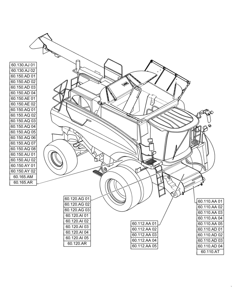 Схема запчастей Case IH 6140 - (00.000.60) - PICTORIAL INDEX - PRODUCT FEEDING (00) - GENERAL & PICTORIAL INDEX