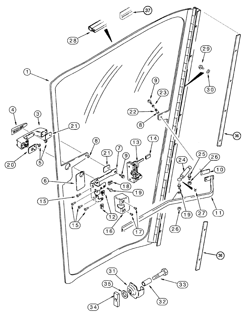 Схема запчастей Case IH 2388 - (09G-02) - CAB - DOOR ASSY, LEFT HAND (10) - CAB & AIR CONDITIONING