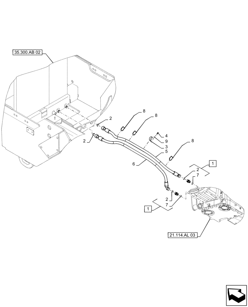 Схема запчастей Case IH TITAN 3040 - (21.100.AD[01]) - COOLER LINES, TRANSMISSION (21) - TRANSMISSION